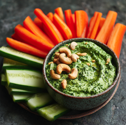 For Pros: 8 oz Spinach Cashew Dip with Fresh Veggie Sticks