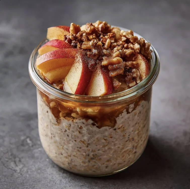 For Pros: Chai Overnight Oats with Stewed Apples, Walnut Crumble, and Cinnamon