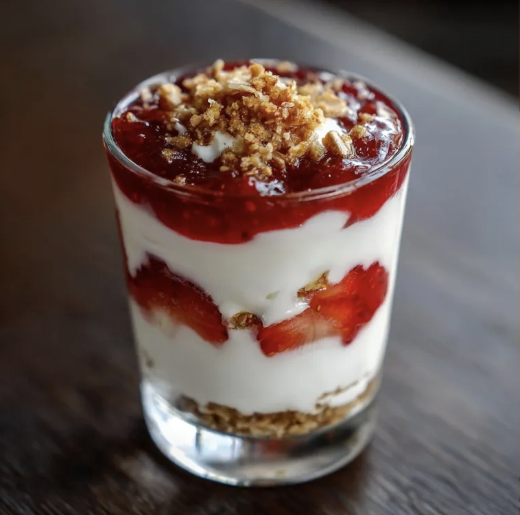 For Pros: Parfait with Greek Yogurt, Homemade Strawberry and Rhubarb Jam, Homemade Müesli