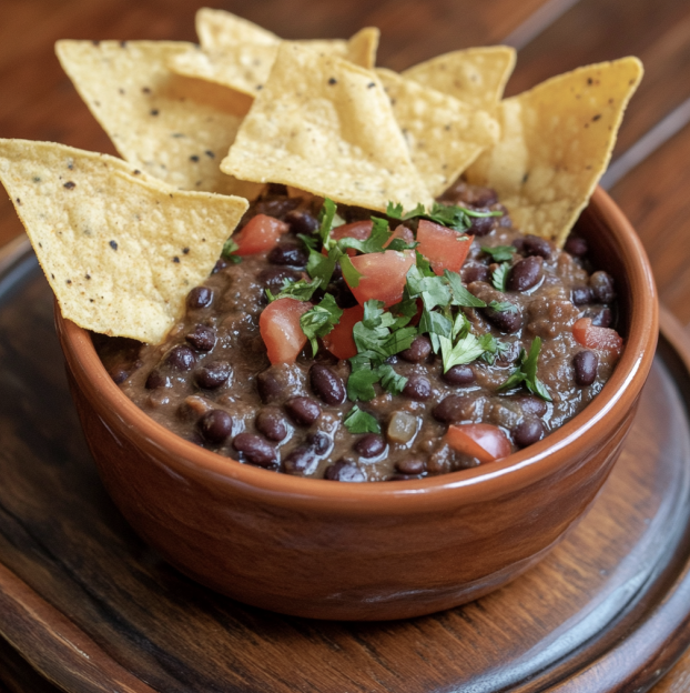 Black Bean Dip with GF Homemade Tortilla Chips