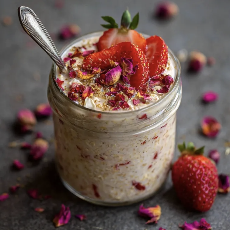 For Pros: Rose Overnight Oats with Strawberries