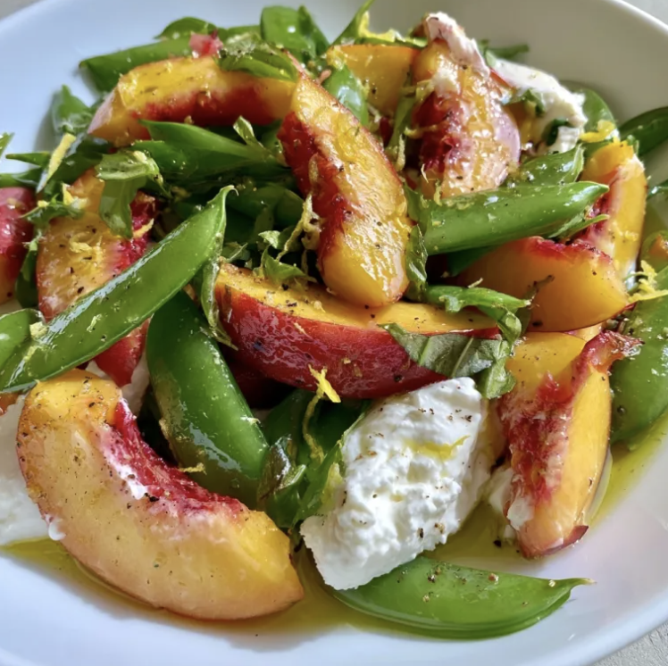 For Pros: 8 oz - Ricotta, Fresh peaches, Sugar Snap Peas, Lemon Zest, and EVOO