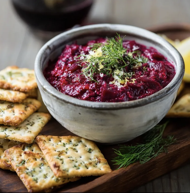For Pros: 8 oz Beet Tzatziki Dip with Homemade Crackers