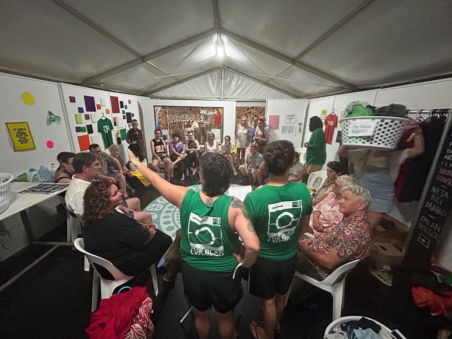 Sharing a few moments from @the_blak_laundry &mdash;a functional laundromat + living artwork that @libby_harward_art and I created and ran together with an amazing extended crew at the @woodfordfolkfestival  over the new year. Really proud to have be