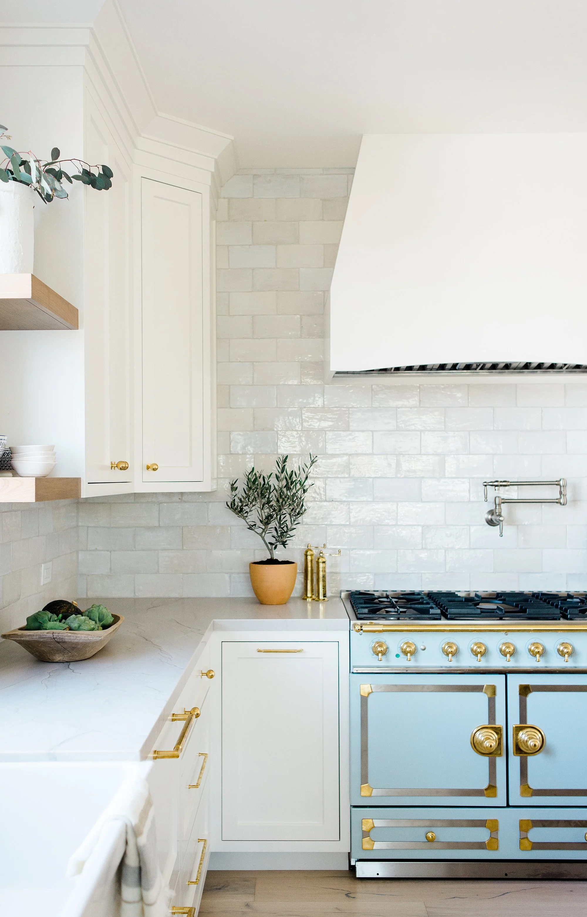  powder blue stove from Project Jolie Kitchen Remodel: Blending French Country and San Diego Coastal Inspiration by Keri Michelle Interiors 