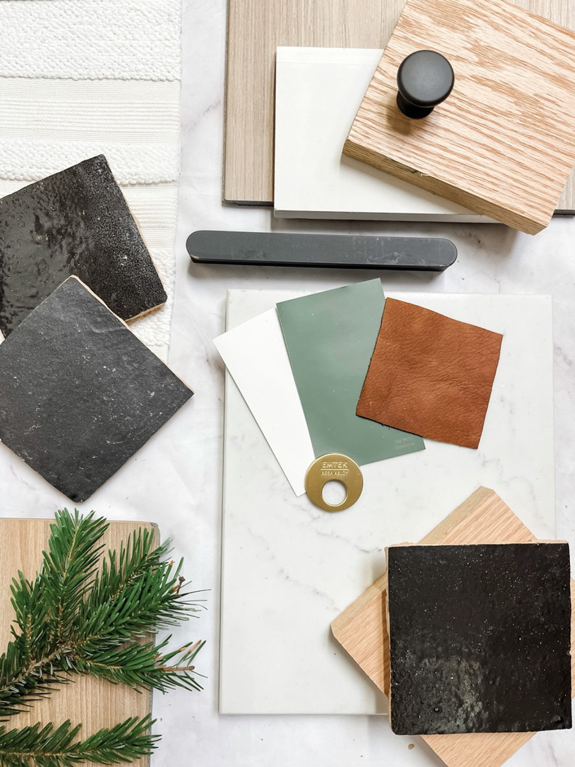  earthy and neutral toned mood board for interior design project 