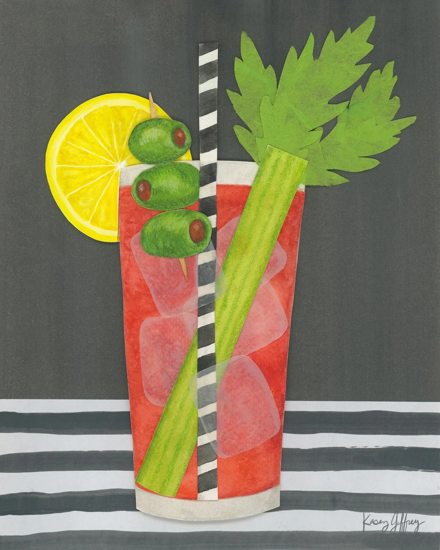 adding one more Bloody Mary to the tab before brunch service ends 🍅🫒🍋✂️ (the last 2 slides are photos I took before glueing everything down)