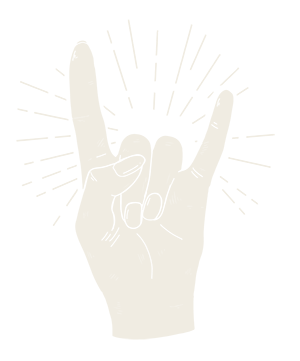 white hand drawn metal horns