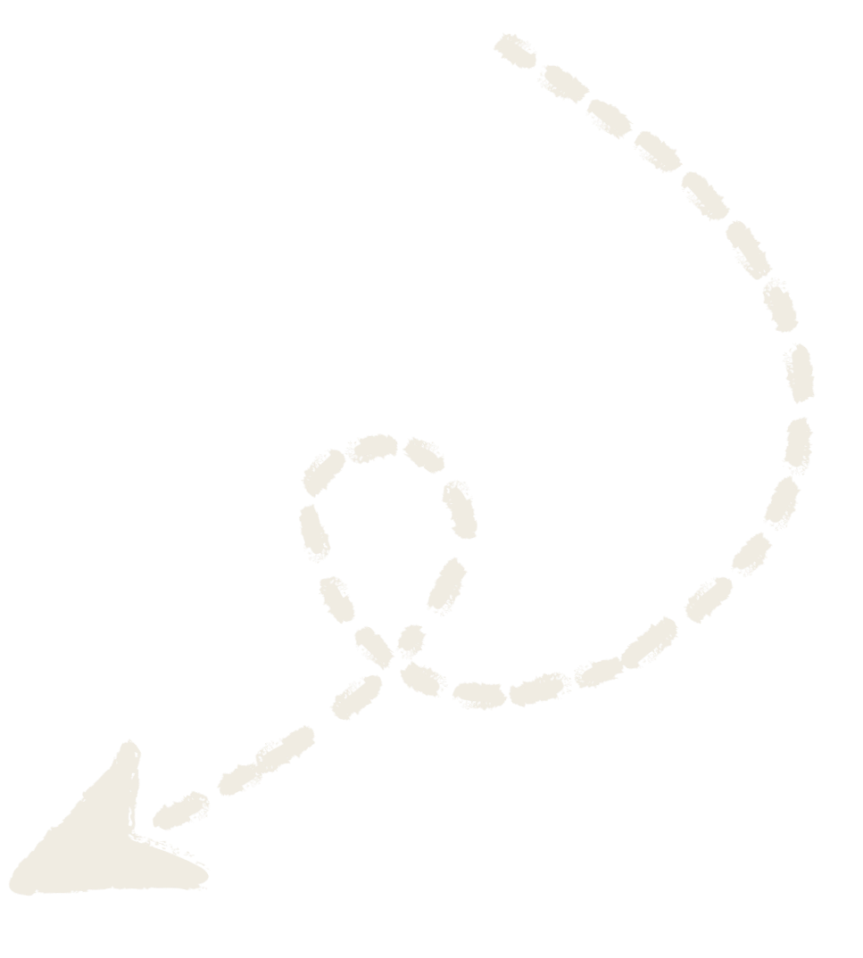 Black background with a white dotted arrow looping around and pointing downward.