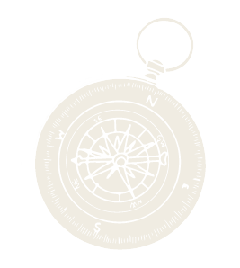 white illustration of a compass