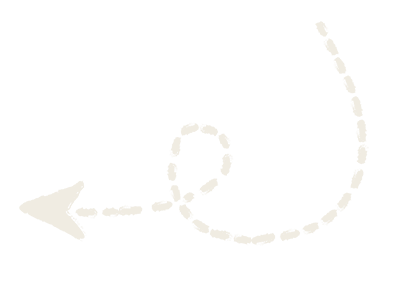 white curly dashed arrow pointing to the left