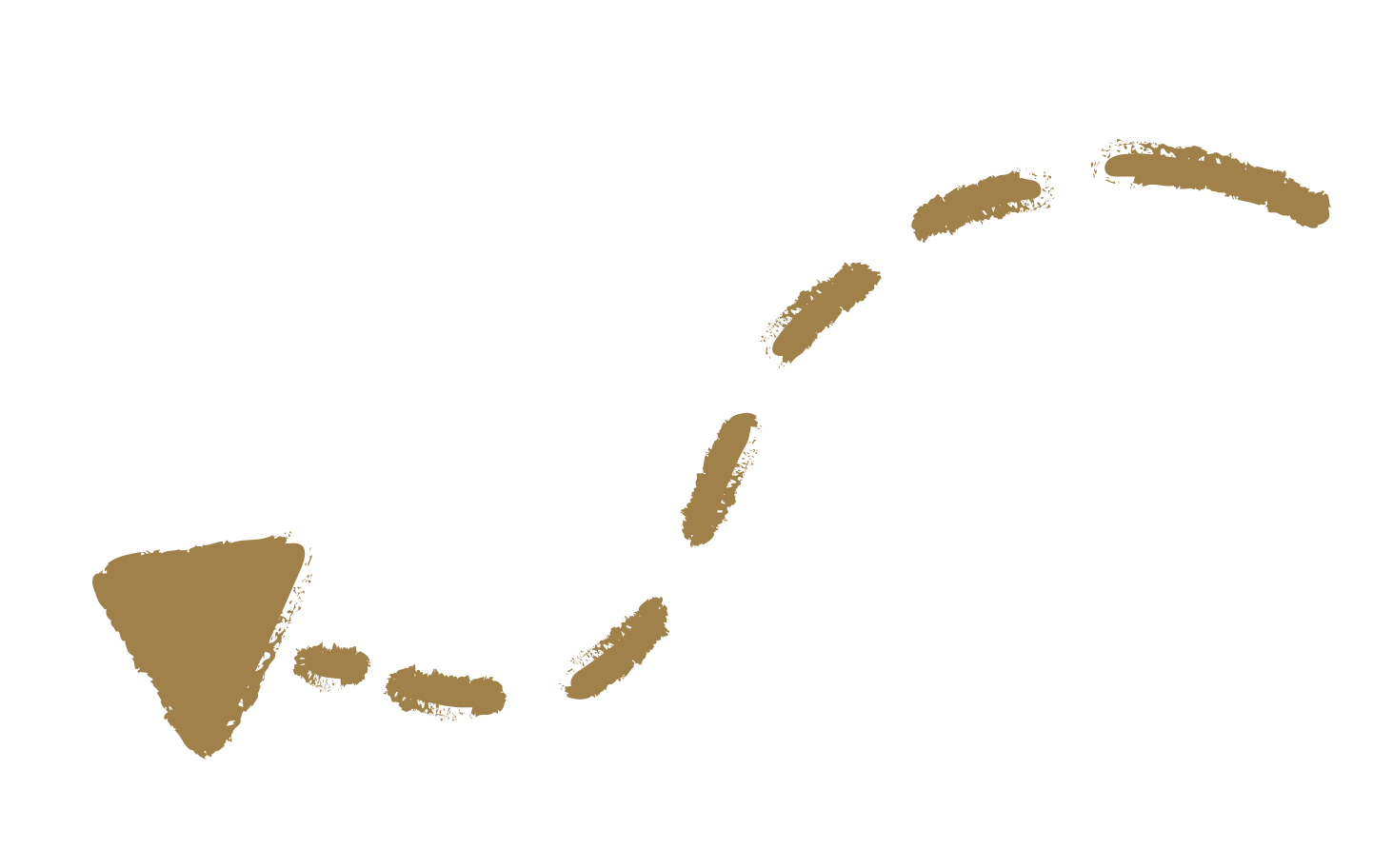 gold illustration of a hand drawn dotted arrow pointing left