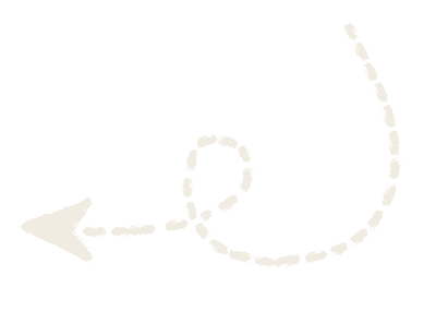 A white arrow with a dashed line shows a path looping around and then pointing left on a black background.