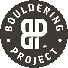 Bouldering Project logo with a circular design, featuring the words 'BOULDERING PROJECT' around a stylized 'BP' monogram in the center.