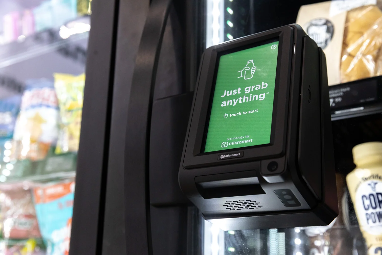 Self-checkout POS kiosk for a micro market