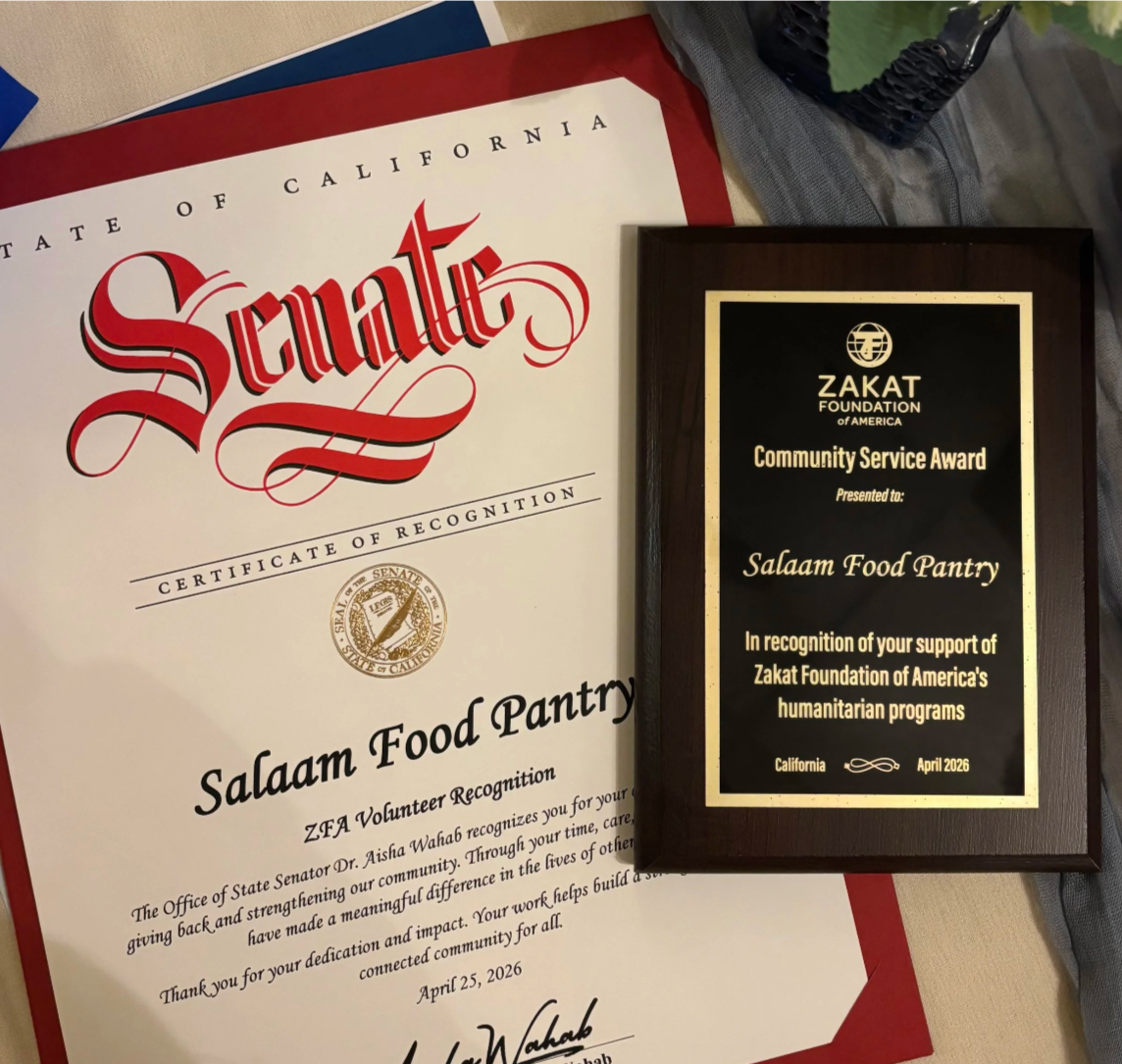 Volunteer Award - Zakat Foundation of America