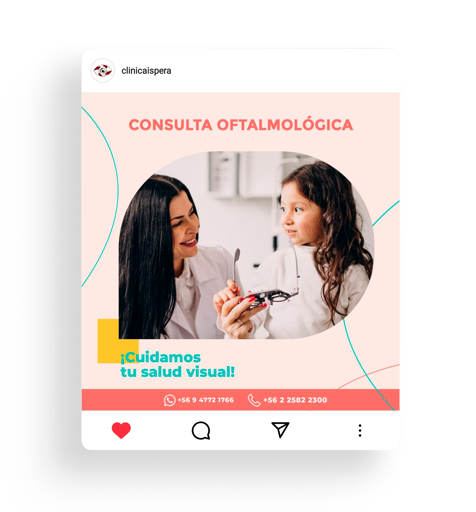 “Plan de contenido para redes sociales de Clínica Ispera – diseño de posts con tips de salud visual, datos oftalmológicos y llamados a la acción por Enma.cl”