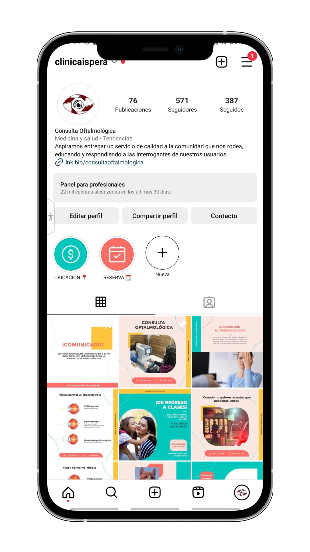 “Plan de contenido para redes sociales de Clínica Ispera – diseño de posts con tips de salud visual, datos oftalmológicos y llamados a la acción por Enma.cl”