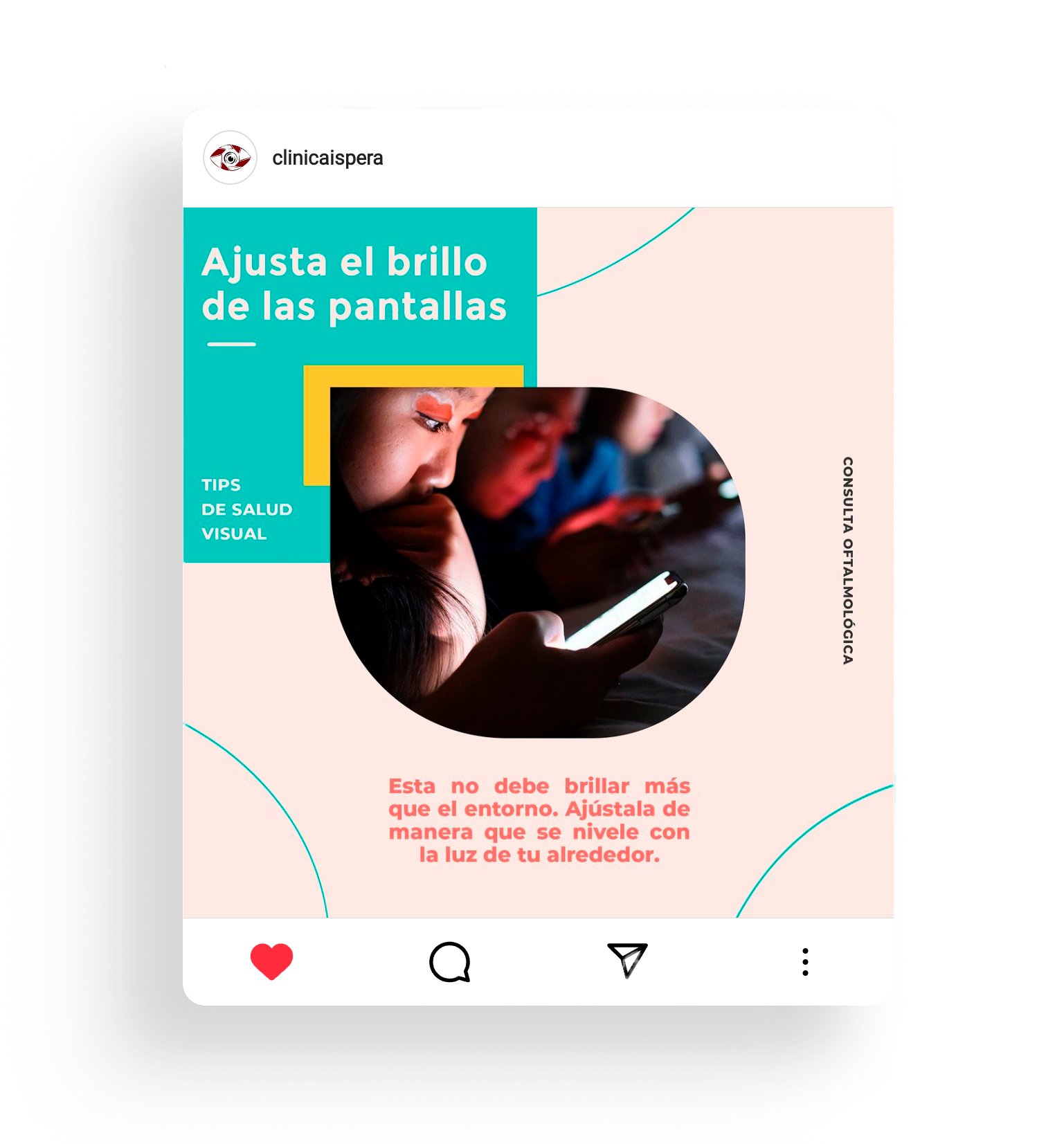 “Plan de contenido para redes sociales de Clínica Ispera – diseño de posts con tips de salud visual, datos oftalmológicos y llamados a la acción por Enma.cl”