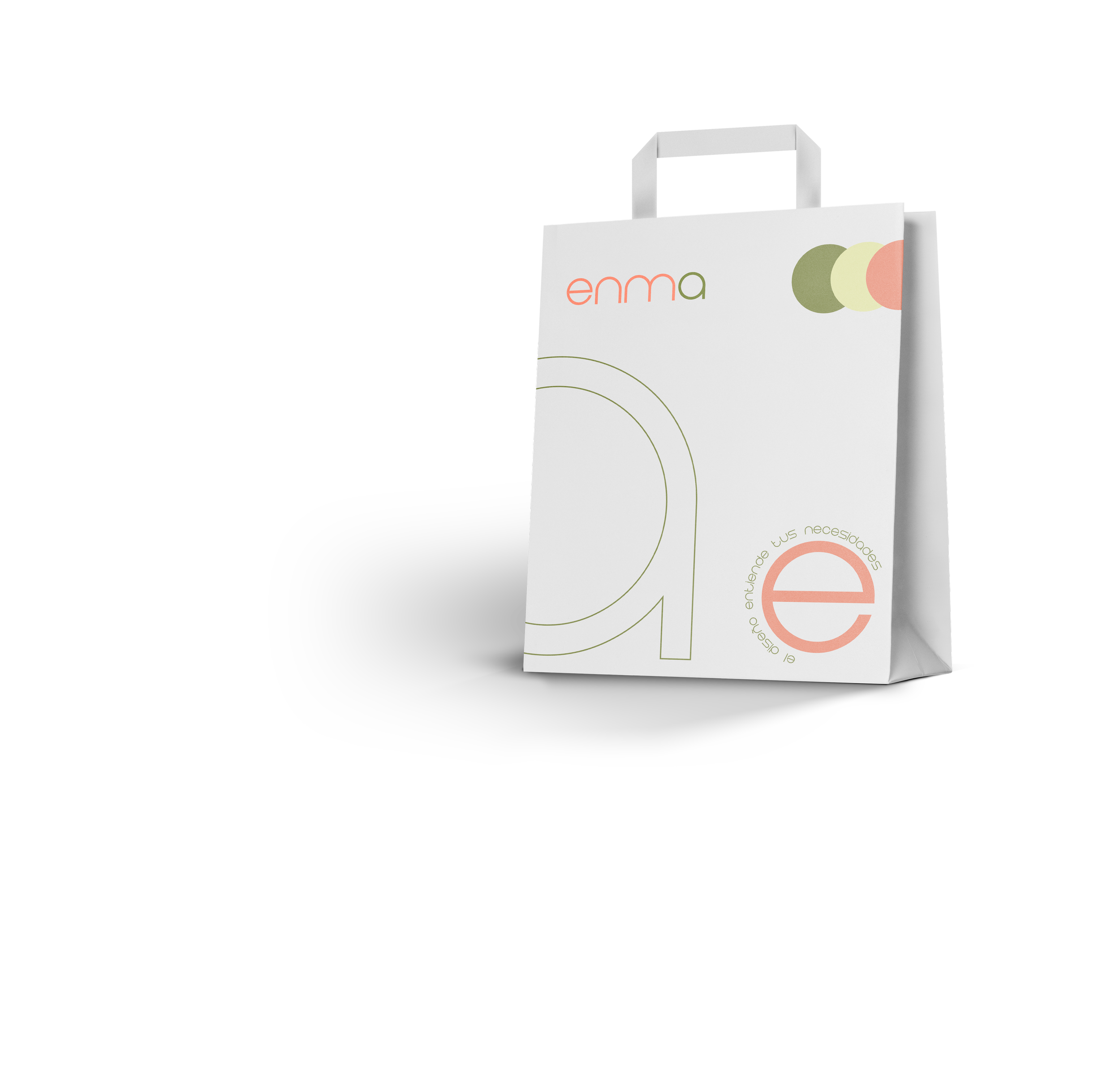 Paquete blanco con papel de regalo decorativo, presenta logotipo y texto en español, y cintas de colores pastel en la parte superior. Diseñador gráfico.