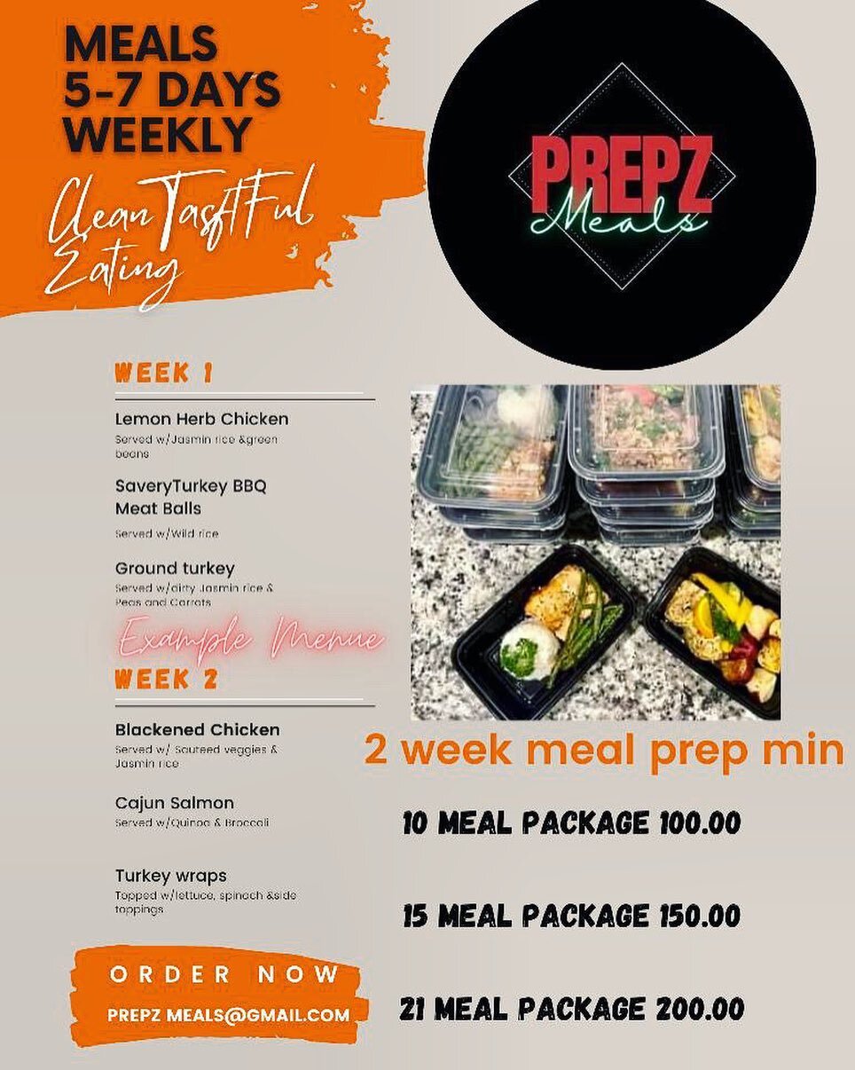 A new Menu Every week&hellip; 😃😃orders must be place every Friday by 7pm..
#mealprep#fitchicks#atlantatrainer#weightloss#explore