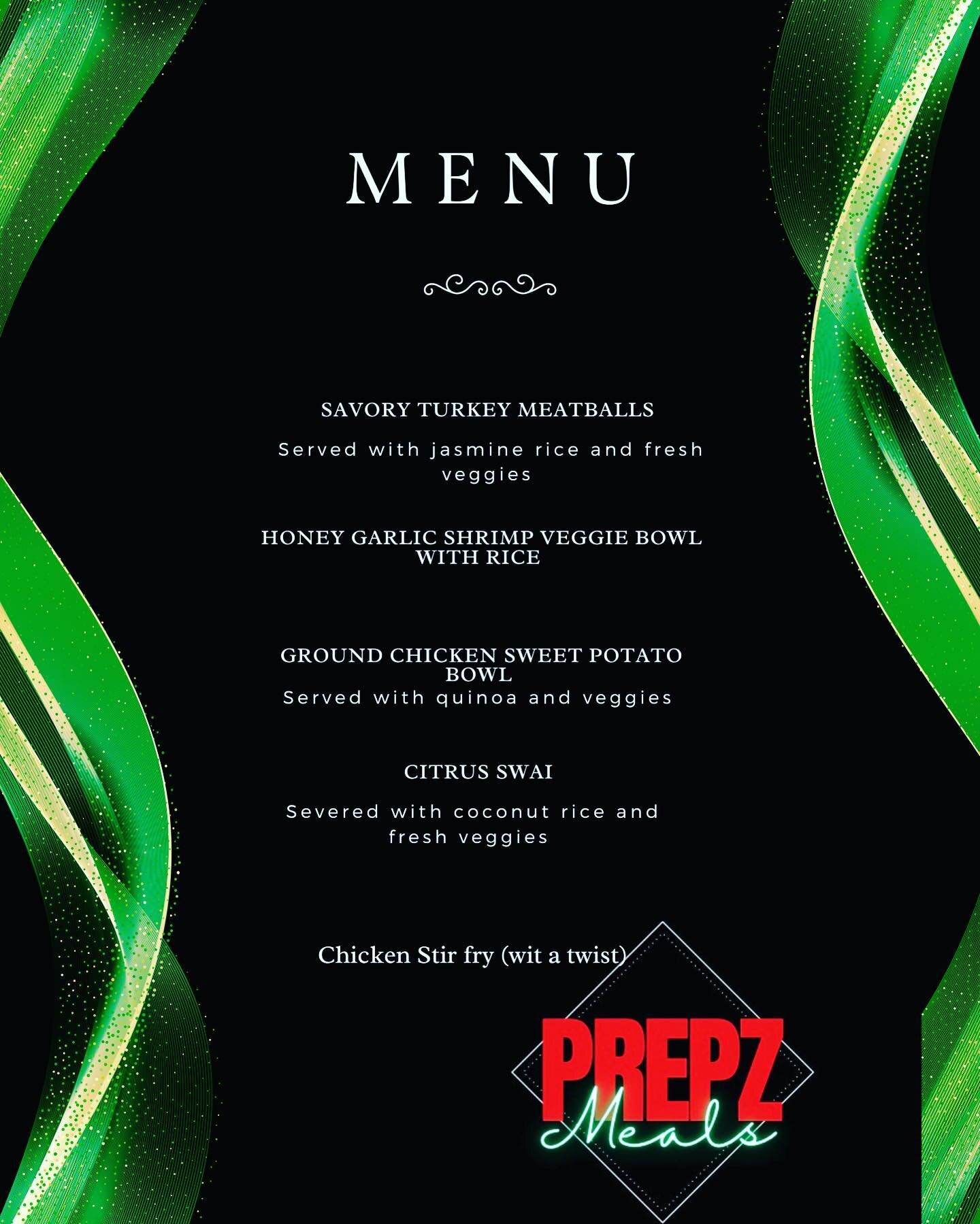 Here&rsquo;s the menu for this upcoming week 🤪🤪🤪 Remember orders need to be in Friday by 9pm&hellip;. If you like delivery it&rsquo;s only $20 😉😉😃😃Happy Hump day&hellip;
#prepzmeals#food#cleanfood#cleaneats#atlfitness#atlanta#fitnessmotivation