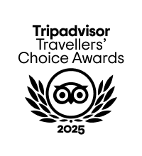 Tripadvisor Travelers’ Choice Awards 2025 logo with owl emblem and laurel leaves