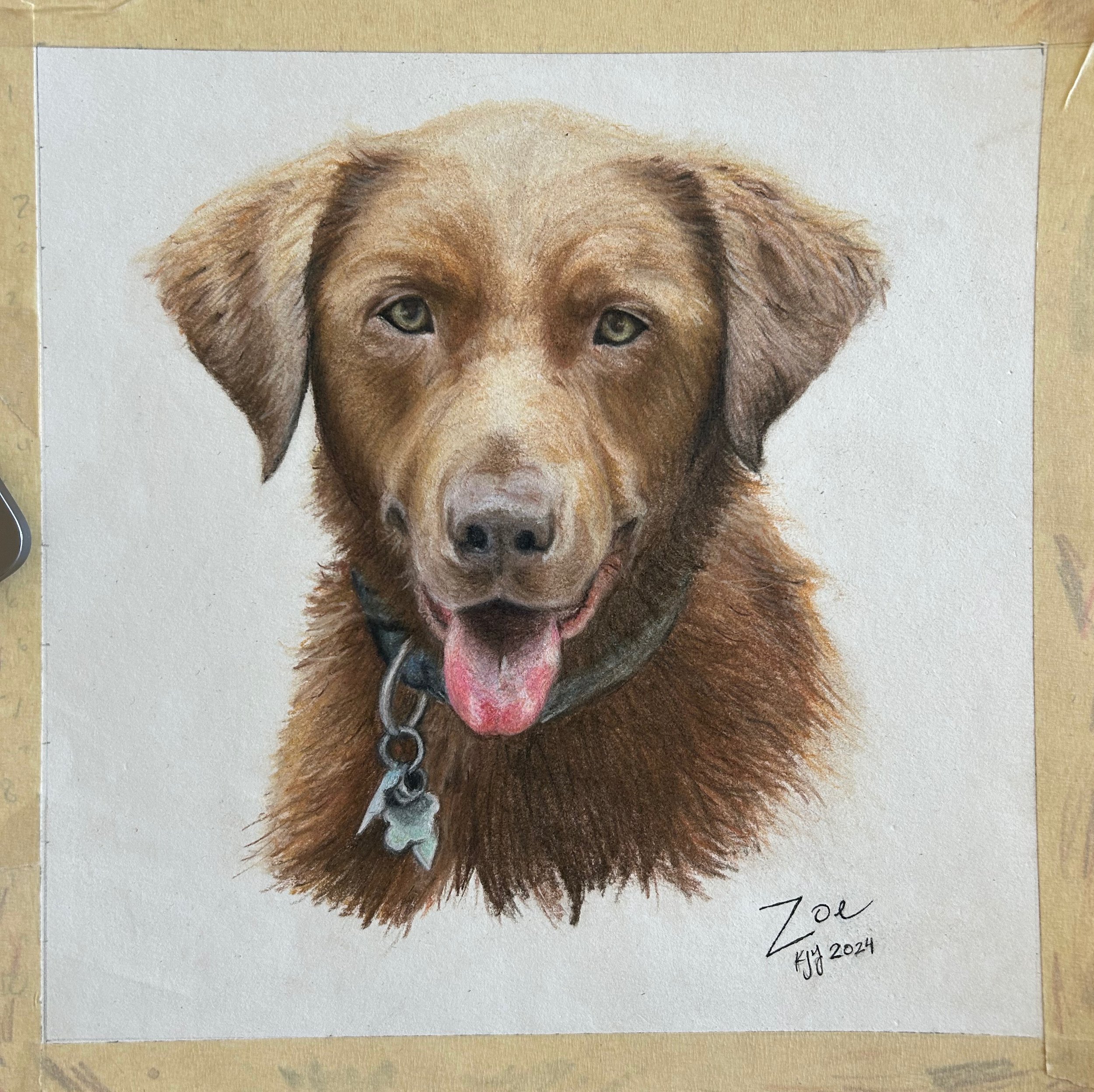 Zoe, in chalk-pastel colored pencils. 2024