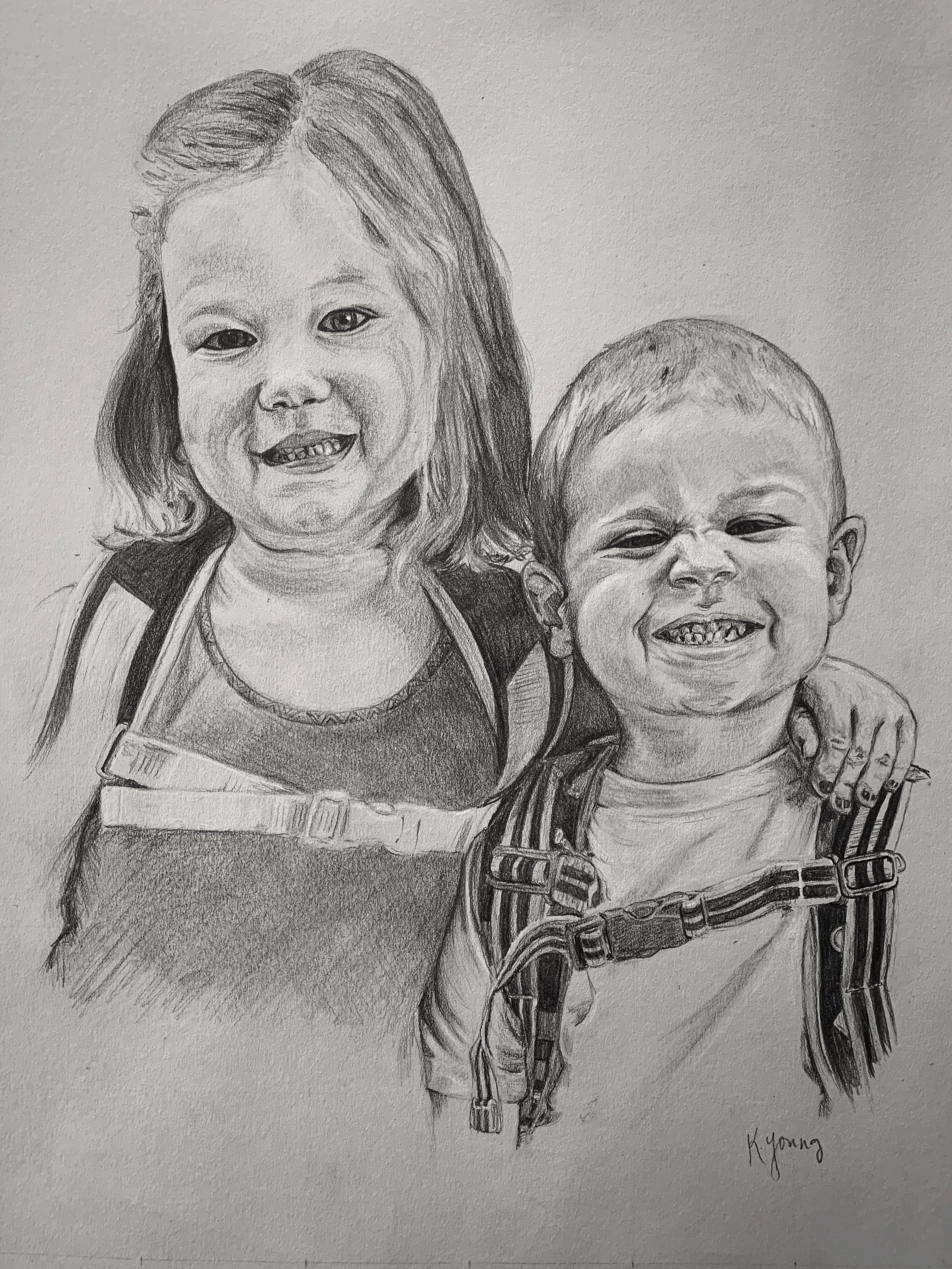 For Michelle, in graphite and white chalk on gray-toned paper. 2022