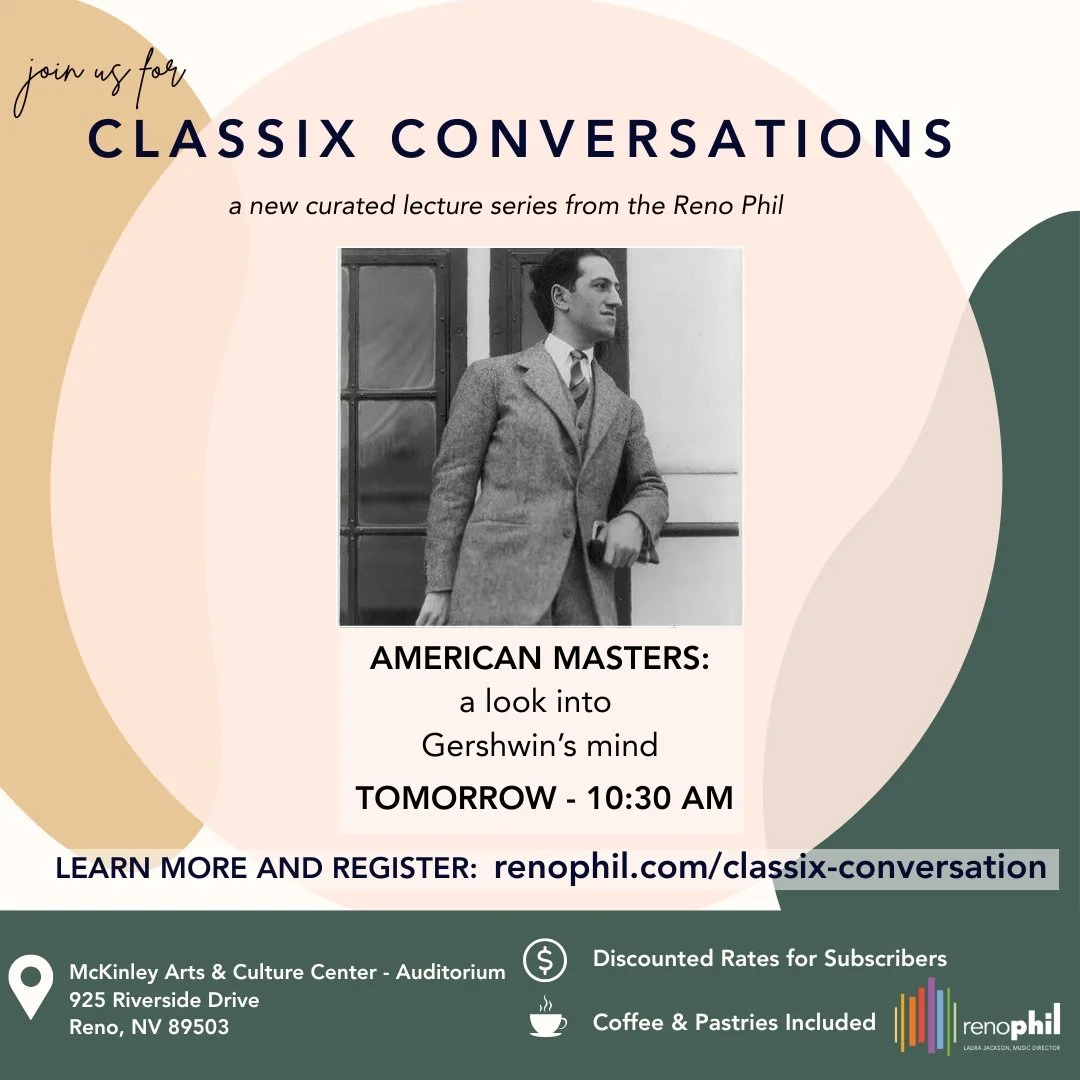 Step inside Gershwin&rsquo;s mind. 🧠
Join the Reno Phil for American Masters: A Look into Gershwin&rsquo;s Mind &mdash; a fascinating lecture led by musicologist Mark Clague @usmusicscholar, who is restoring the Gershwins&rsquo; works note by note t