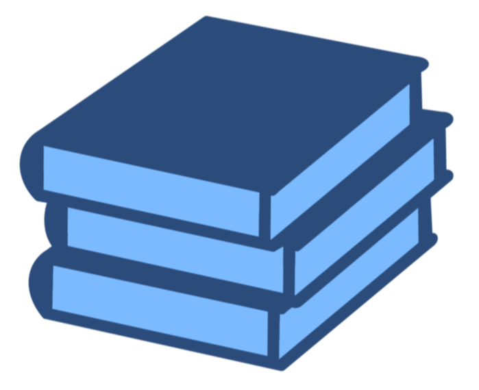 Illustration of a stack of three blue books.