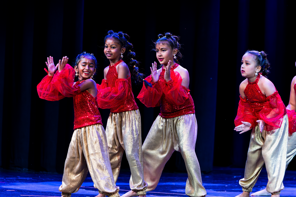Colorful kids Bollywood dance routine at Maryann Michael Studios spring event