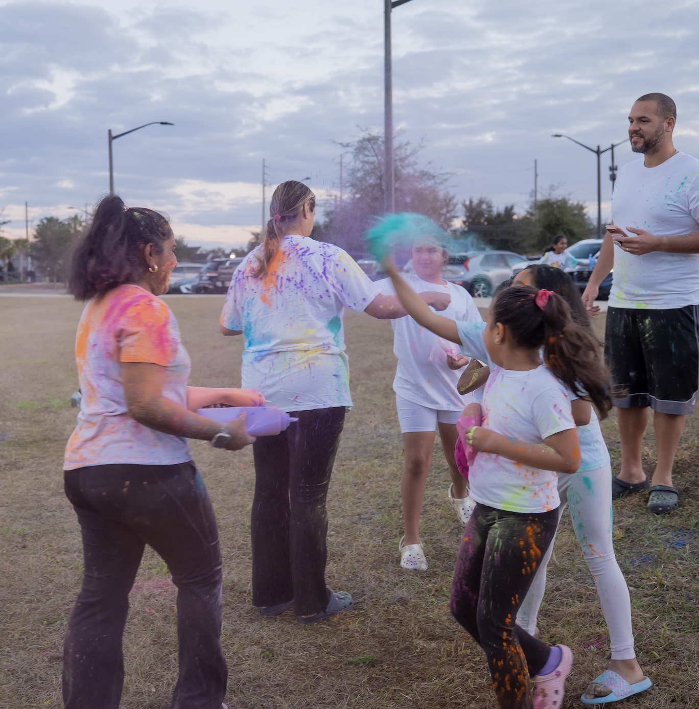 Kids enjoying Holi with bright colors 