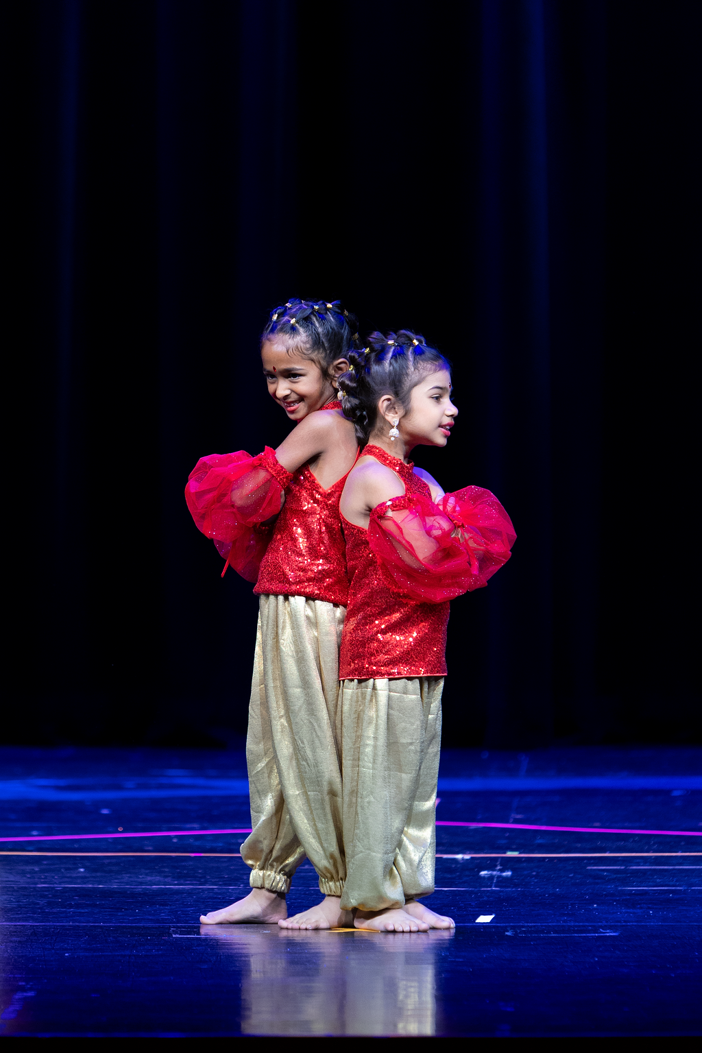 Group of children performing Bollywood choreography springrecital