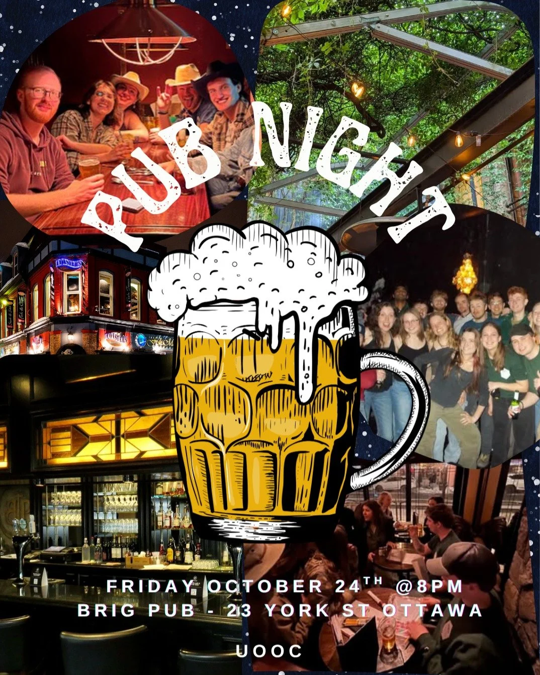Join us for our first pub night of the year! 🎉
Date: Friday, October 24th at 8 PM
Location: The Brig Pub, 23 York St, Ottawa

All members over 19 (don&rsquo;t forget your ID!) and non-members are welcome&mdash;just pay the membership fee. Get ready 