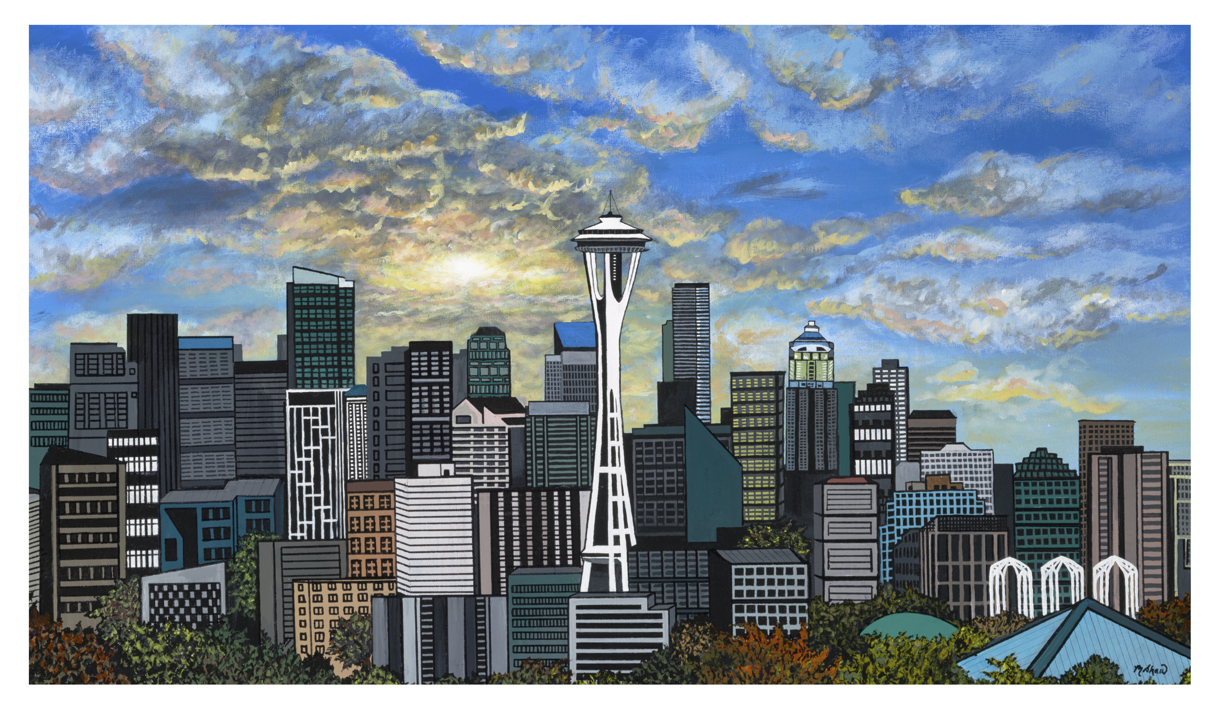 “SEATTLE SKYLINE” 
(Acrylic)
Artist Maddy Shaw