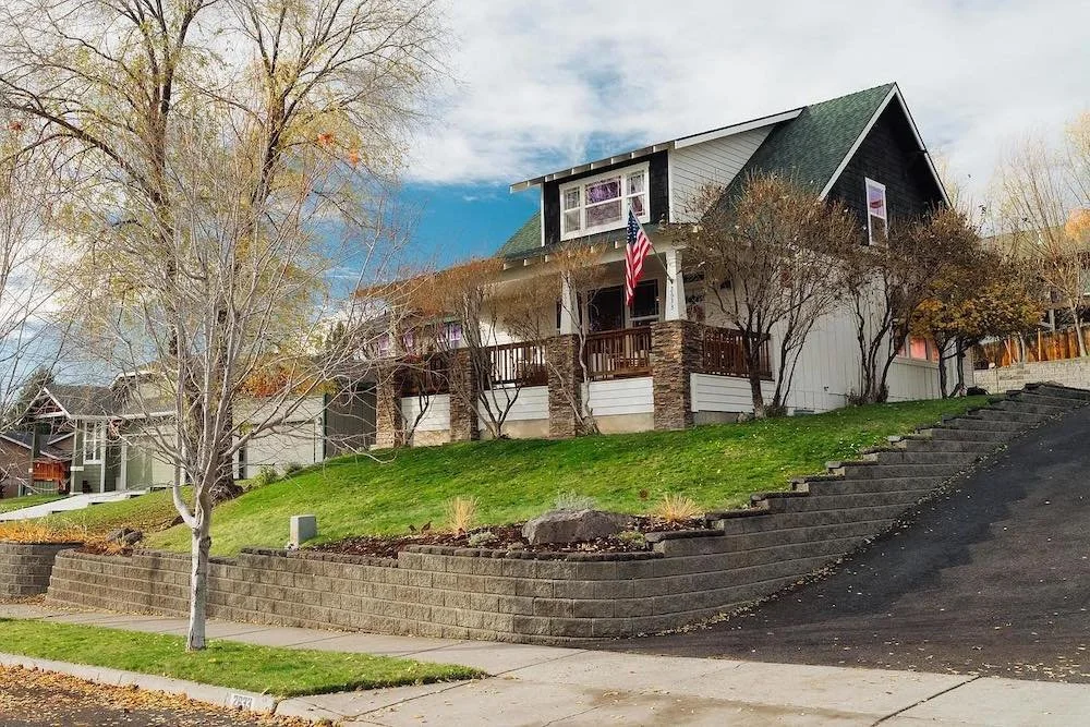 Freshly painted white house in Prineville, Oregon