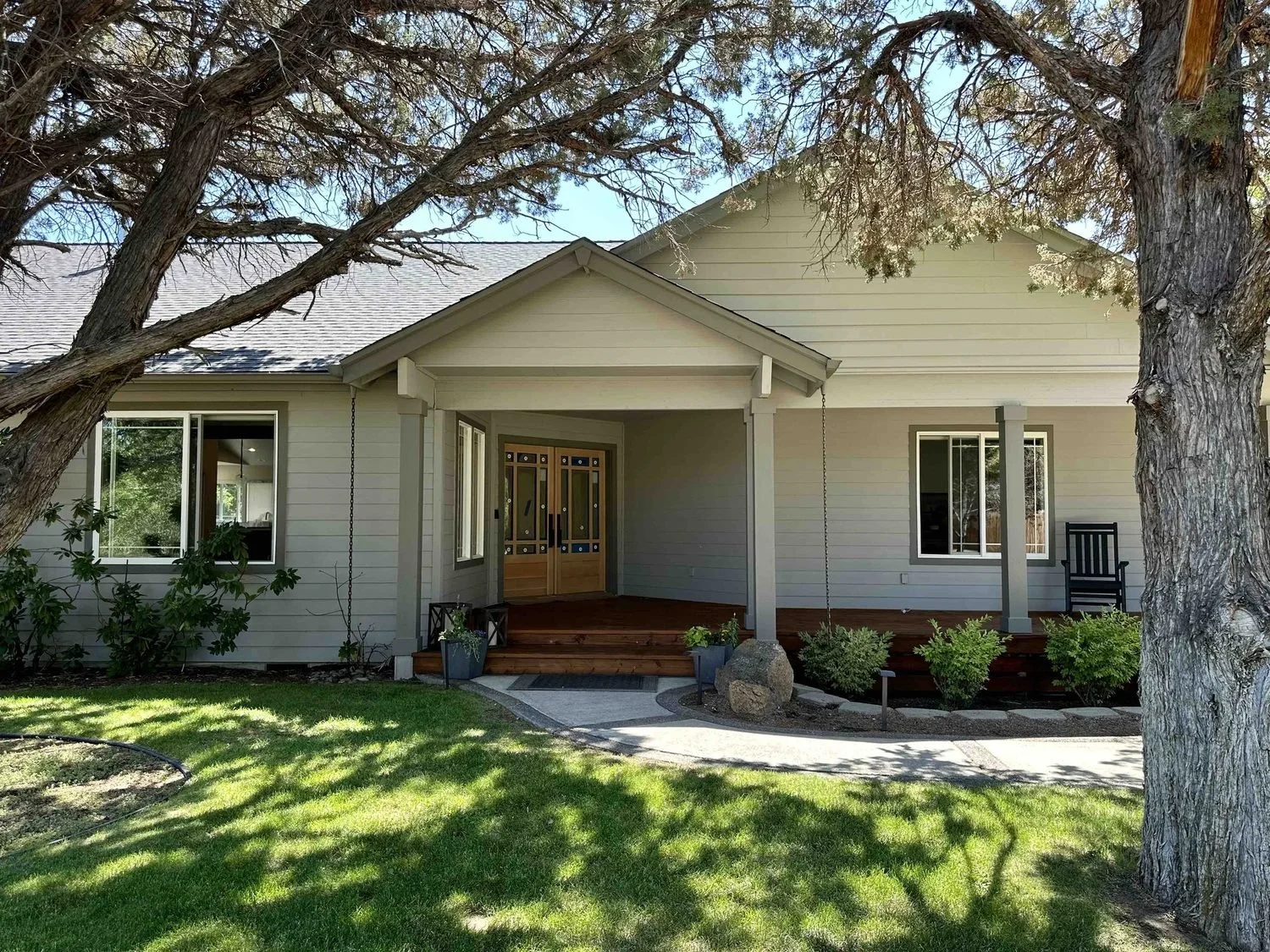 Freshly painted white house in Bend, Oregon