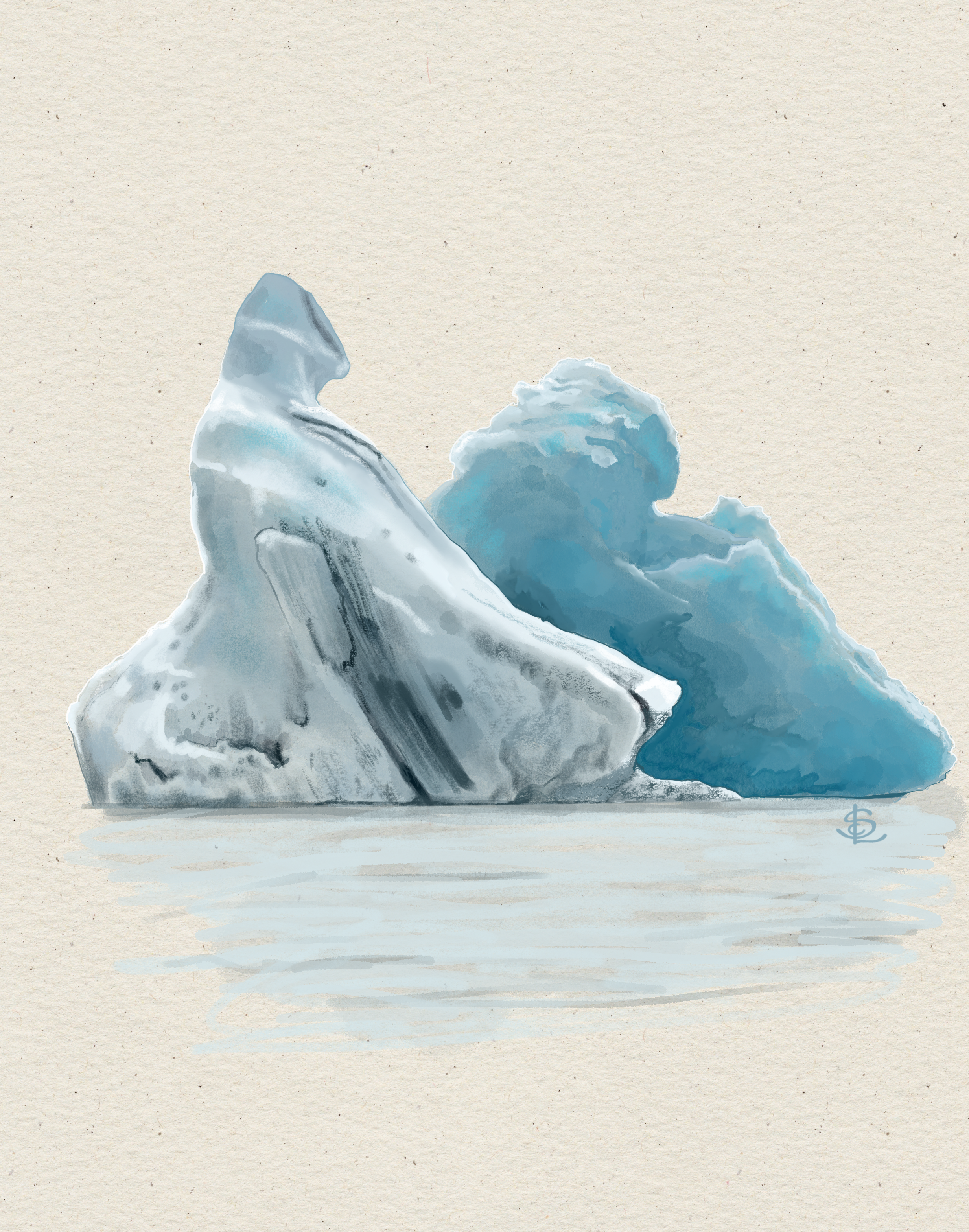 Ice in Jokulsarlon, digital drawing, 2025