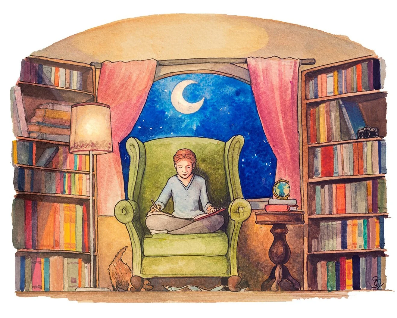 Reading is Travel - watercolor (2015)
