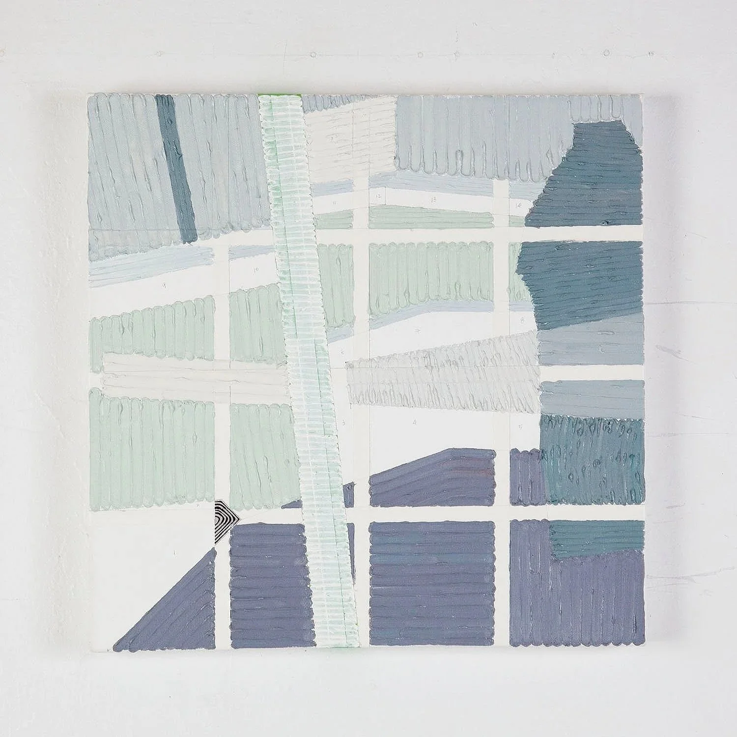 OBJECT 60 - IV,
2013,
oil, tape, pencil and acrylic paint marker on canvas,
40.64 x 40.64 cm (16 x 16 in.)