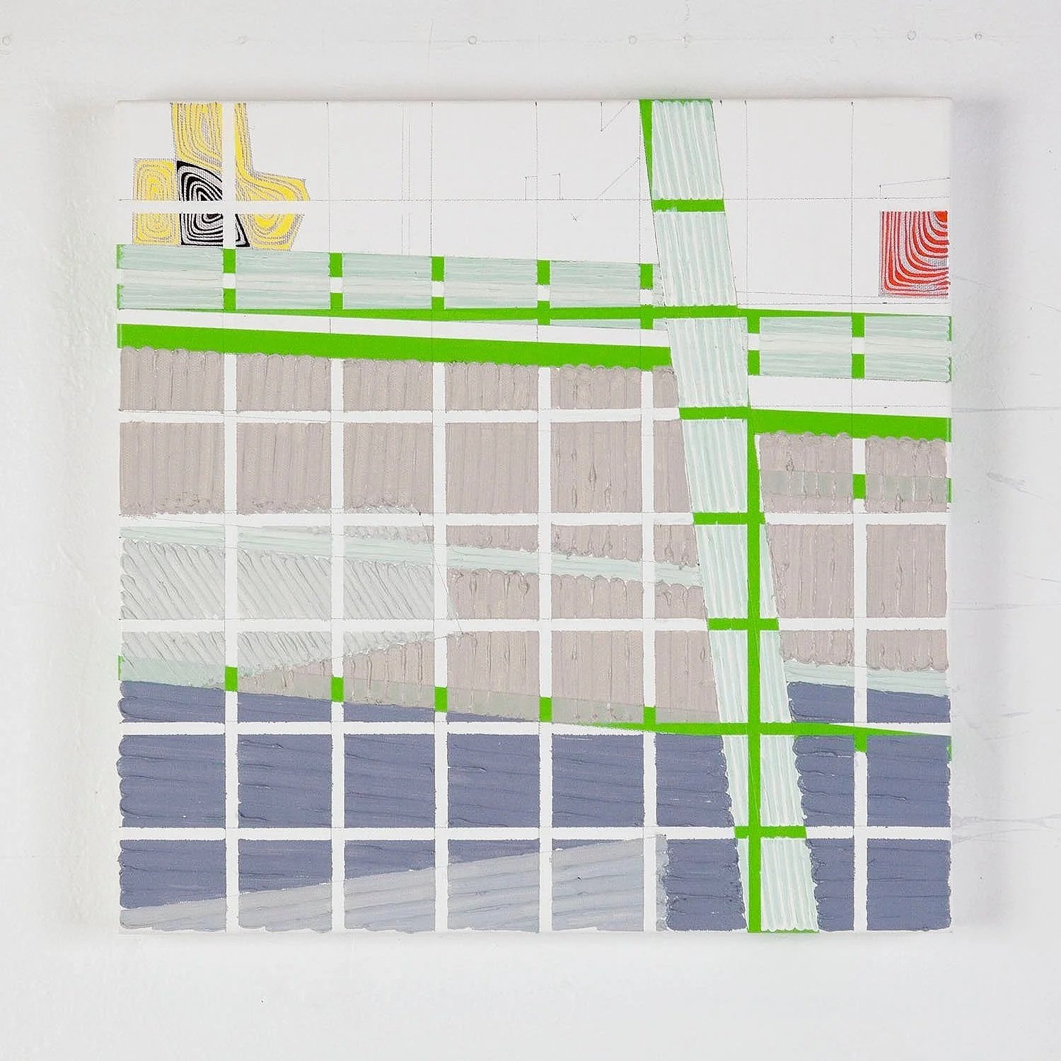 OBJECT 60 - VI,
2013,
oil, tape, pencil and acrylic paint marker on canvas,
40.64 x 40.64 cm (16 x 16 in.)