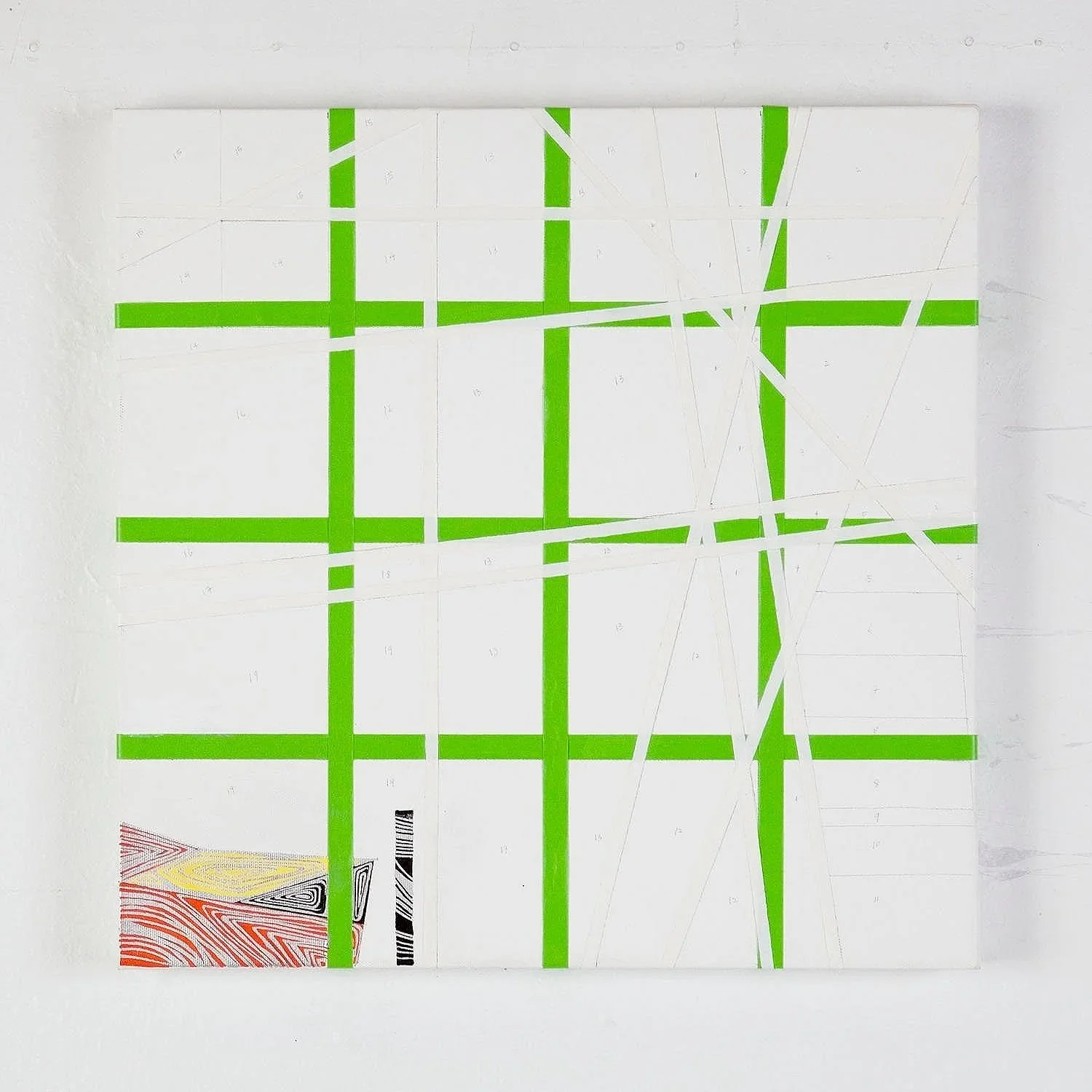 OBJECT 60 - VIII,
2013,
tape, pencil and acrylic paint marker on canvas,
40.64 x 40.64 cm (16 x 16 in.)