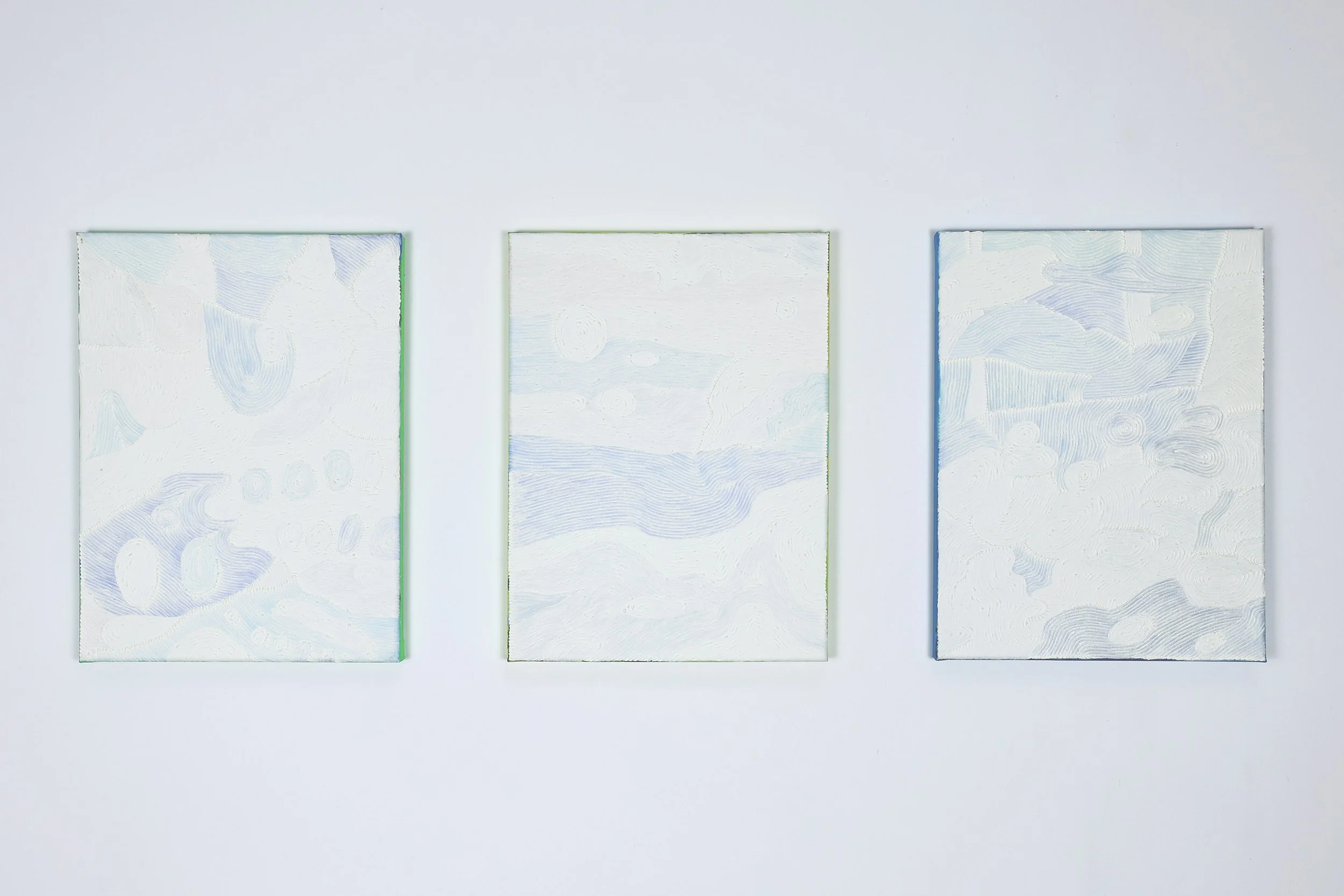 Pure Brightness《療癒計畫——清明》,
2024,
oil and acrylic on canvas (3 pieces),
each 40 x 30 cm (15.75 x 11.81 in.)