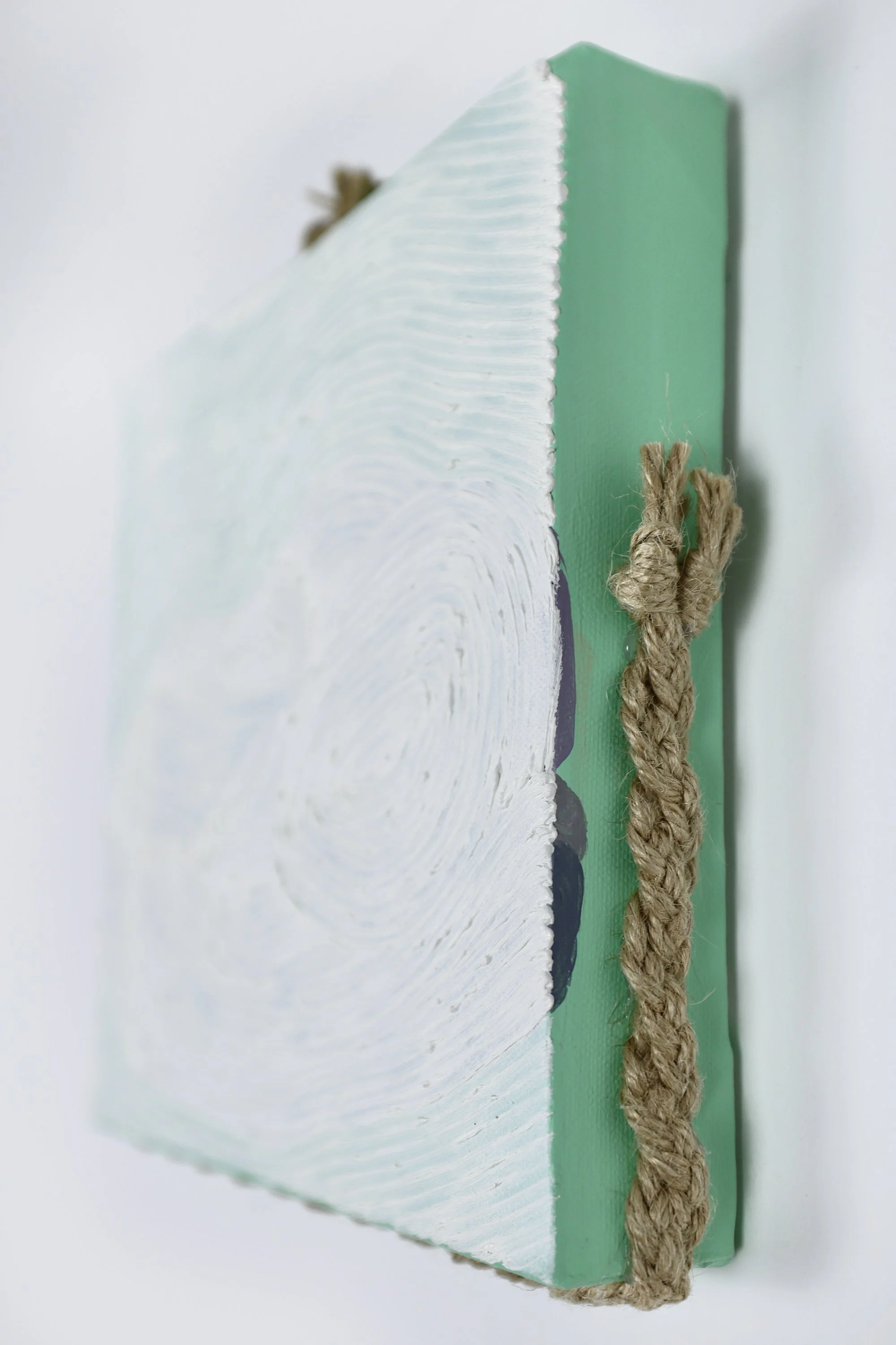 Grain Buds《療癒計畫——小滿》,
No. 8106052506,
2025,
twisted rope (attached to side), oil and acrylic on canvas,
20 x 20 cm (7.87 x 7.87 in.)