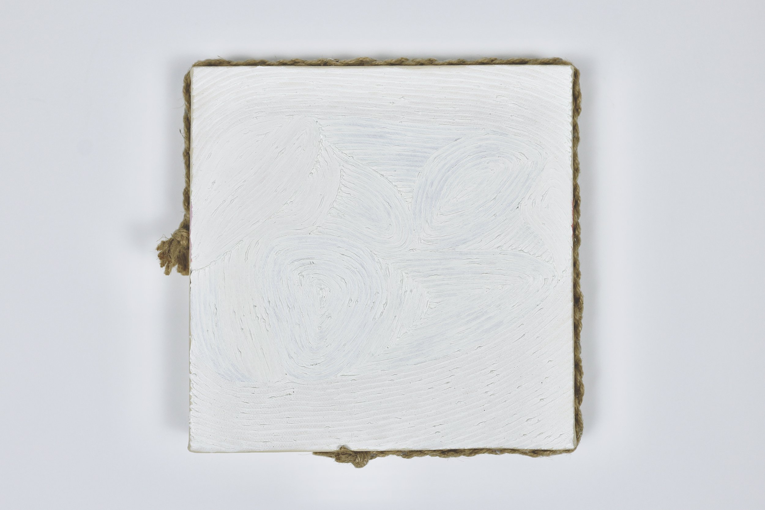 Grain Buds《療癒計畫——小滿》,
No. 8106052508,
2025,
twisted rope (attached to side), oil and acrylic on canvas,
20 x 20 cm (7.87 x 7.87 in.)