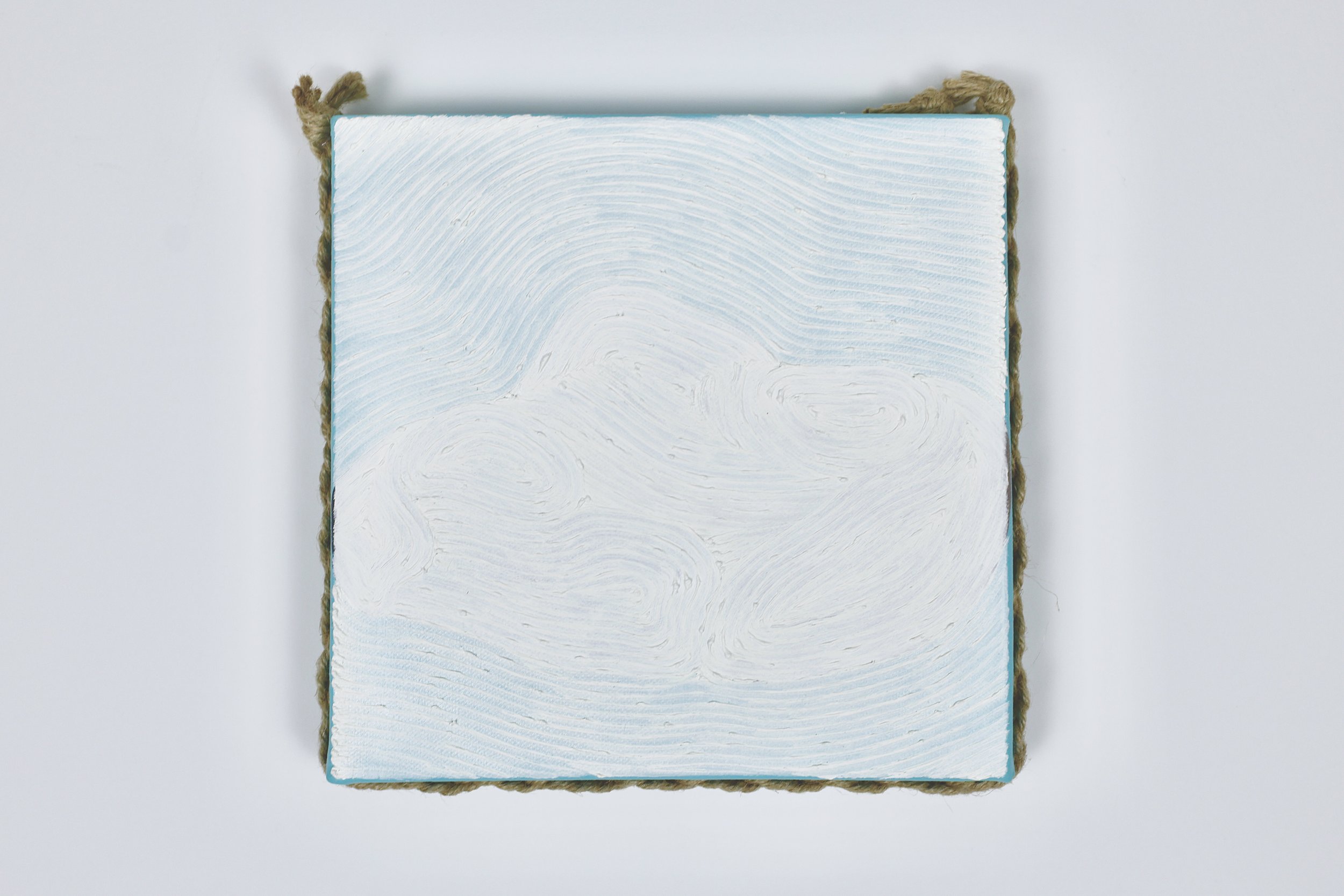 Grain Buds《療癒計畫——小滿》,
No. 8106052504,
2025,
twisted rope (attached to side), oil and acrylic on canvas,
20 x 20 cm (7.87 x 7.87 in.)