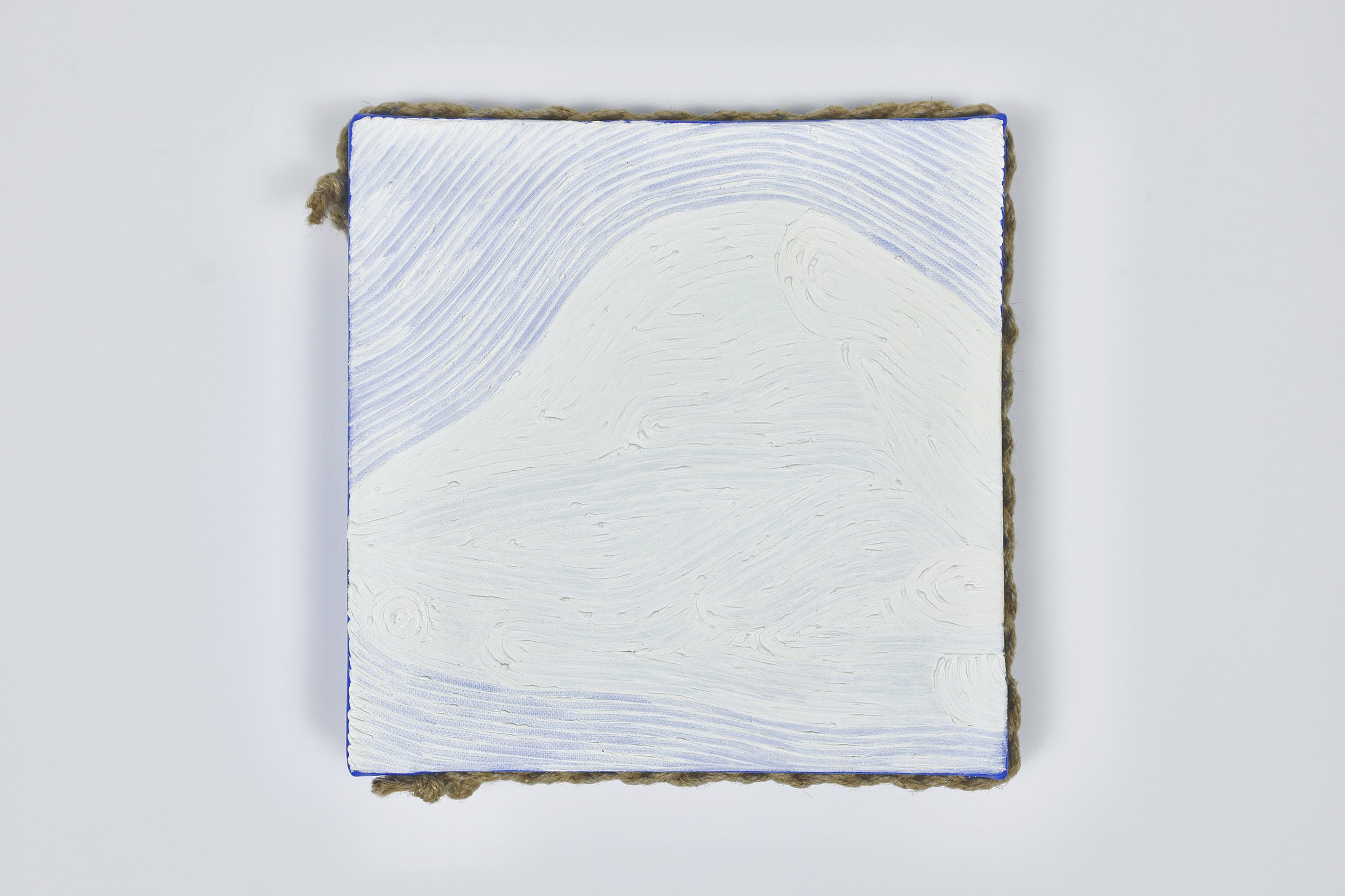 Grain Buds《療癒計畫——小滿》,
No. 8106052501,
2025,
twisted rope (attached to side), oil and acrylic on canvas,
20 x 20 cm (7.87 x 7.87 in.)