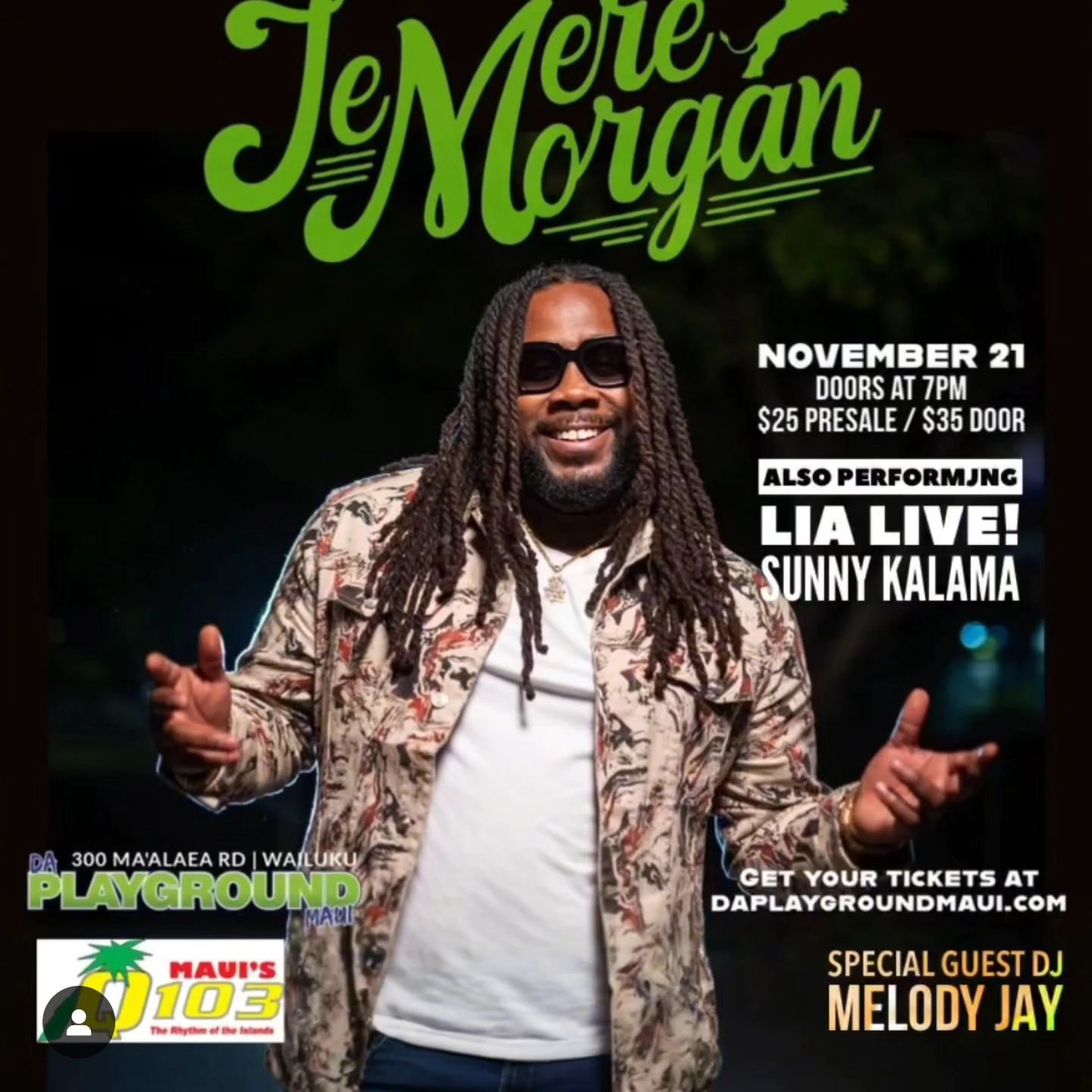 My braddah @iamjemere touched down maui! He playing in ma'alaea at @daplaygroundmaui tonight! Pull up! 🙏🏽🫡🔥😎