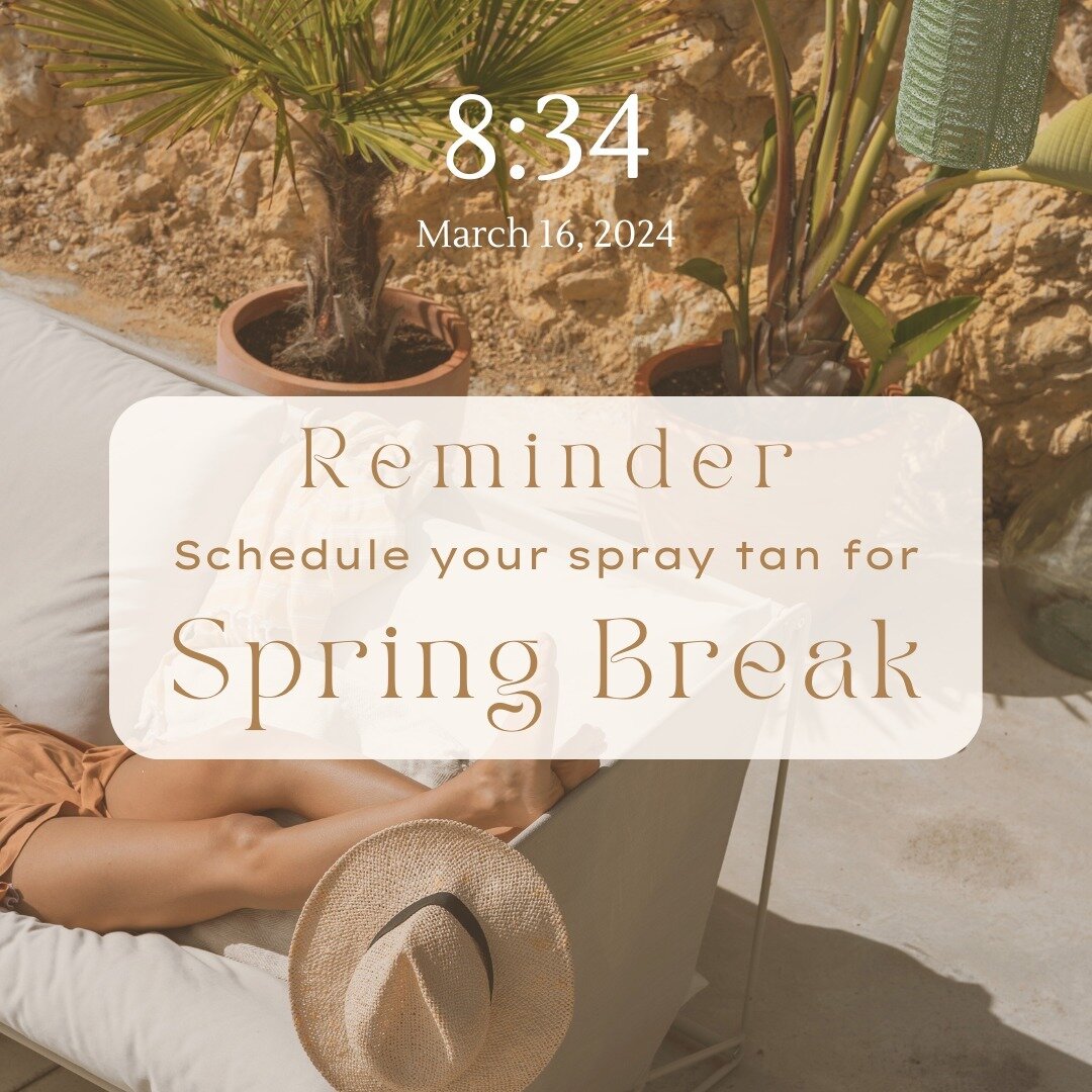 We are of the mindset that it&rsquo;s never too early to start thinking about spring break. ✨🪩🙌

Schedule your spring break vacay or staycay spray tan before spots fill up. 

[Pro tip: Book your tan the day before departure for ultimate glow goodne